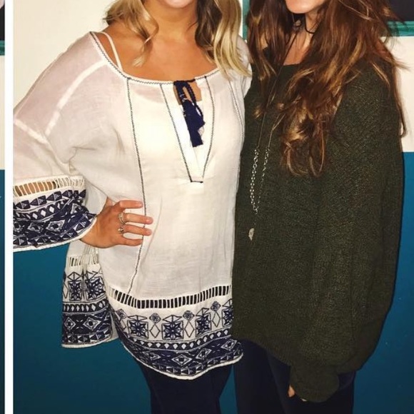 Free People Off-The-Shoulder Olive Sweater - Picture 2 of 5